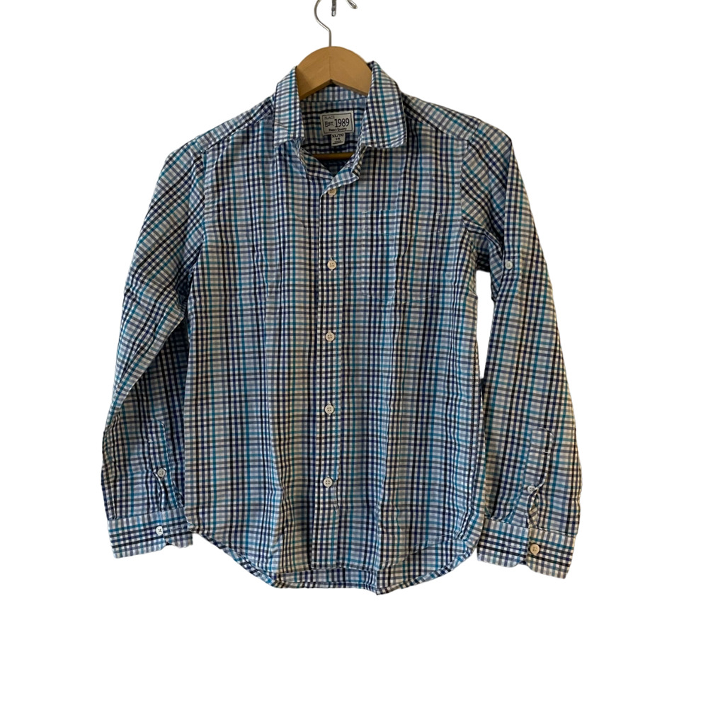 Children's Place Est 1989 Boys Size XL 14 Button Up Shirt Blue Plaid Long Sleeve